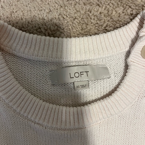 LOFT Puff Sleeve Button Sweater - Picture 2 of 8